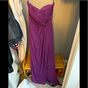 Purple long strapless dress